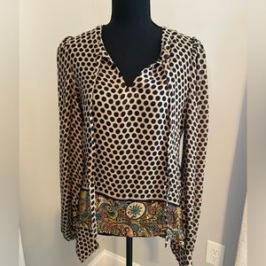 Pippa & Julie Black Polka Dot Blouse with Paisley Trim